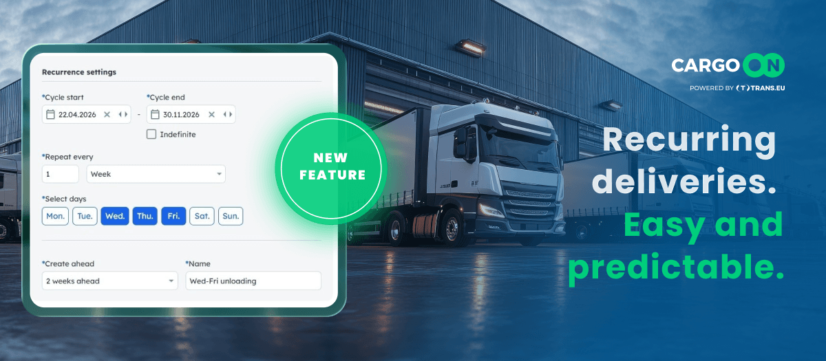 Recurring time slots for your key customers with CargoON new feature